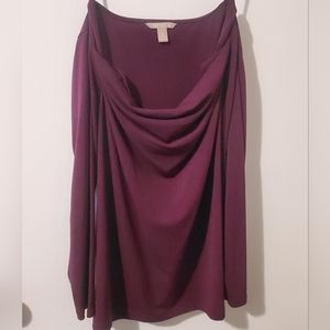 Burgundy Long Sleeve Cowl Neck Blouse